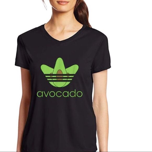 New! Avocado Adidas Style Black T-Shirt Sz M - Picture 1 of 4